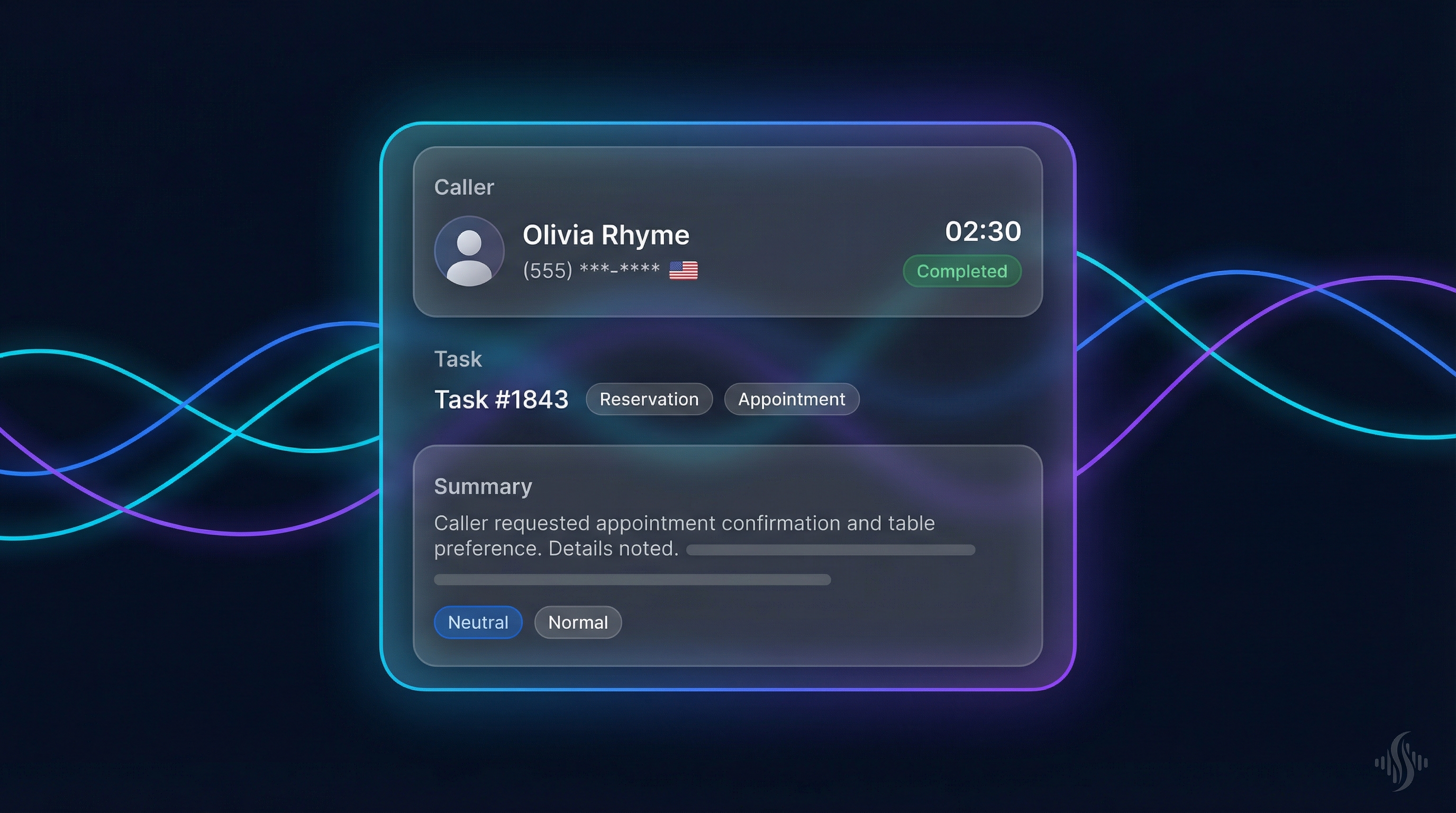 From Conversation to Appointment, One-Stage Stream